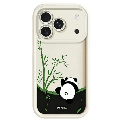 For iPhone 18 Pro Max / 17 Pro Max Case Cartoon Panda Bamboo Pattern TPU Anti-Slip Protective Phone Cover - White
