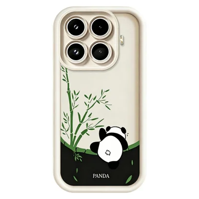 For Xiaomi 17T Pro Case Cartoon Panda Bamboo Pattern TPU Anti-Slip Protective Phone Cover - White