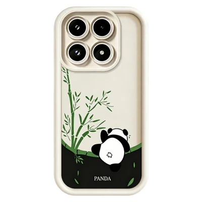 For Xiaomi 17 Case Cartoon Panda Bamboo Pattern TPU Anti-Slip Protective Phone Cover - White