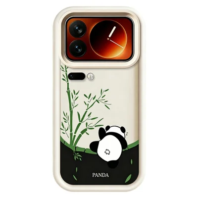 For Xiaomi 17 Pro Case Cartoon Panda Bamboo Pattern TPU Anti-Slip Protective Phone Cover - White