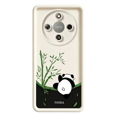 Phone Case for Honor X70 5G / X9d 5G / Magic8 Lite 5G Cartoon Panda Bamboo Pattern TPU Anti-Slip Protective Cover - White