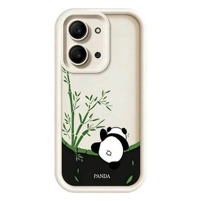 Чехол для Xiaomi Redmi 15C 4G (Global) (171 мм) / Poco C85 4G (171 мм), с рисунком панды и бамбука, из ТПУ, противоскользящий защитный чехол - белый