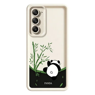 For Xiaomi Redmi 15 4G (EU) (171mm) / 15 5G (EU) (171mm) Case Cartoon Panda Bamboo Pattern TPU Anti-Slip Protective Phone Cover - White
