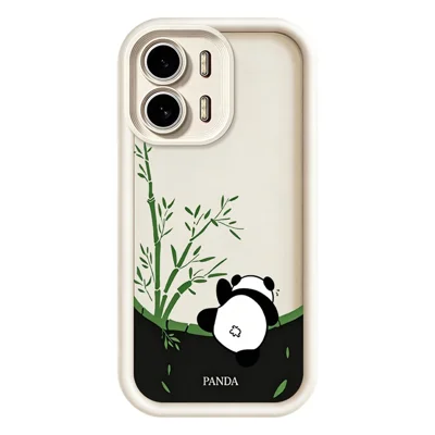 For Oppo A6x 4G / A6x 5G Case Cartoon Panda Bamboo Pattern TPU Anti-Slip Protective Phone Cover - White