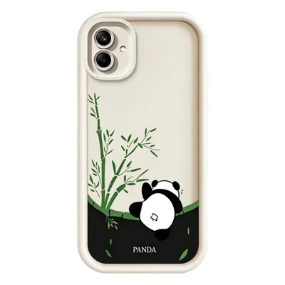 For Samsung Galaxy A08 4G / A07 4G / A07s 4G Case Cartoon Panda Bamboo Pattern TPU Anti-Slip Protective Phone Cover - White