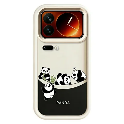 For Xiaomi 17 Pro Case Four Cartoon Pandas Pattern Soft TPU Protective Phone Cover - White