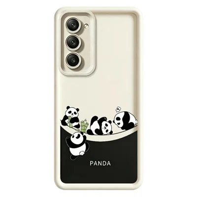 Capa para Xiaomi Redmi 15 5G (Global) (169 mm) com Padrão de Quatro Pandas em Desenho Animado, Capa Protetora Branca em TPU Macio - Branco