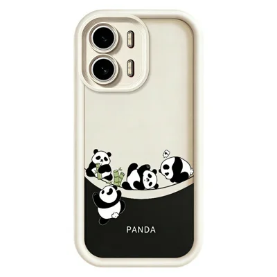 For Oppo A6x 5G  /  A6x 4G Case Four Cartoon Pandas Pattern Soft TPU Protective Phone Cover - White