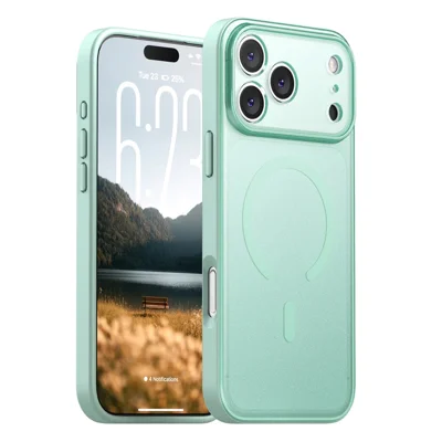 IPAKY til iPhone 18 Pro Max / 17 Pro Max Magnetisk Case Matt Semi Transparent PC + TPU Stødfast Telefonbeskyttelse - Grøn