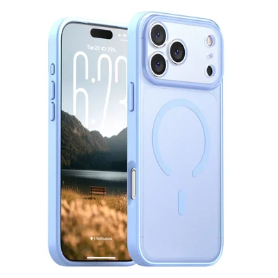 IPAKY til iPhone 18 Pro  /  17 Pro Magnetisk Etui Matt Semi Transparent PC + TPU Stødfast Telefondæksel - Baby Blå