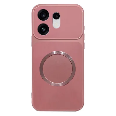 Capa Traseira em TPU Pintada com Anel e Padrão CD, com Tinta Metálica, para Oppo Reno16 Pro 5G (Global) / Reno16 5G (Global) - Rosa