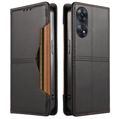 Étui portefeuille pour Oppo A17k 4G / Oppo A17 4G avec fente externe pour carte, fermeture magnétique, housse en cuir pour téléphone - Noir