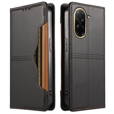  For Xiaomi Redmi A5 NFC (EU) (173.45mm) Wallet Case External Card Slot Magnetic Closing Leather Phone Cover - Black