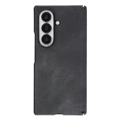 Чехол для Samsung Galaxy Z Fold8 Ultra с диагональной текстурой, петля, из искусственной кожи и поликарбоната - Черный