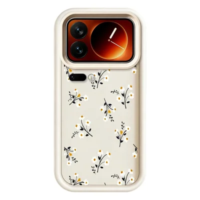 For Xiaomi 17 Pro TPU Case Floral Pattern Rubberized Phone Back Cover - White