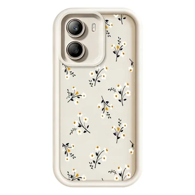 TPU-hoesje met bloemenpatroon voor Xiaomi Poco X7 Pro 5G, rubberen achterkant met bloemenpatroon - Wit