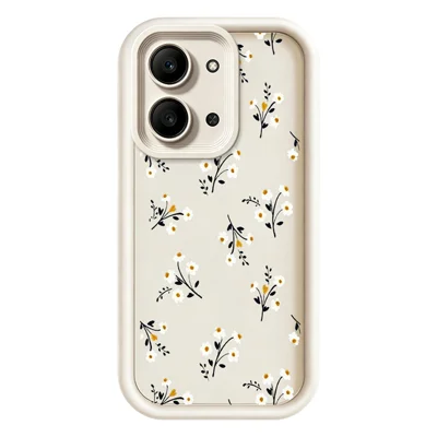 Coque TPU pour Xiaomi Redmi 15C 4G (Global) (171 mm) / Poco C85 4G (171 mm), motif floral, dos arrière antidérapant - Blanc