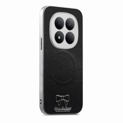 For Xiaomi Redmi Note 15 Pro+ 5G (Global) / Poco M8 Pro 5G Magnetic Case Bow Pattern PU Leather + TPU + PC Shockproof Phone Cover - Black