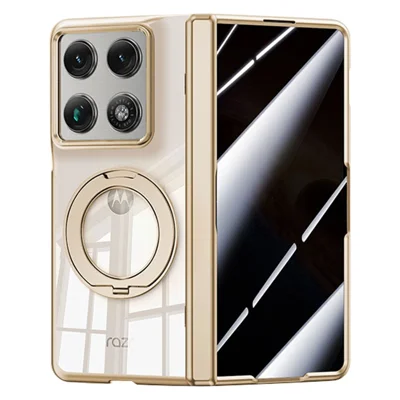 Чехол для Motorola Razr Fold 5G с антишпионской пленкой, магнитной вращающейся подставкой, электролитическим поликарбонатным чехлом - Золотой