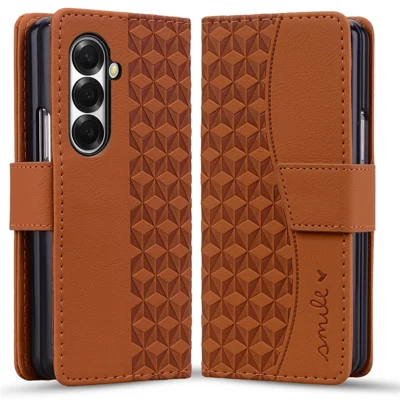 For Samsung Galaxy Z Fold8 Ultra Case Rhombusmønster Læder Wallet Telefonbeskyttelse - Brun