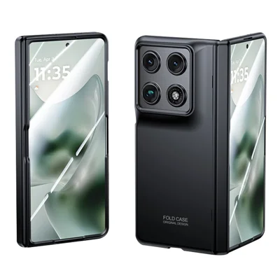 Чехол для Motorola Razr Fold 5G с HD прозрачной пленкой из закаленного стекла, прочный чехол из поликарбоната с ощущением голого телефона — черный