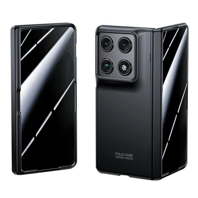 Чехол для Motorola Razr Fold 5G с защитой экрана от посторонних глаз, прочный чехол из поликарбоната с текстурой под кожу - Черный