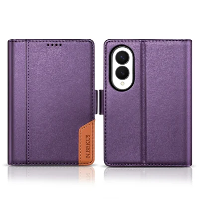 N.BEKUS til Samsung Galaxy Z Fold8 stående hylster med RFID-blokerende PU-læder penneholder - Lilla