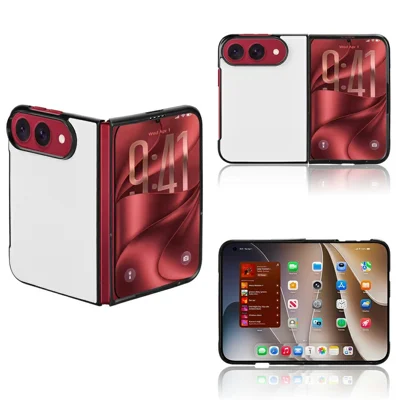 Für iPhone Fold Hülle Kohlefaser-Optik Stoßfest PU + PC Handyhülle - Weiß