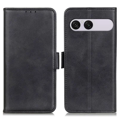 Cover per Sony Xperia 10 VIII con Supporto, Tocco di Pelle Bovina in PU - Nero