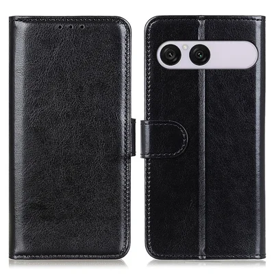 Cover per Sony Xperia 10 VIII in ecopelle con texture Crazy Horse, con supporto e porta carte - Nero