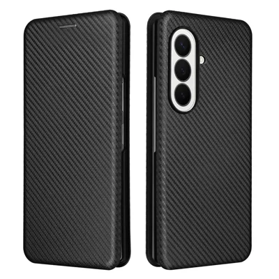 For Samsung Galaxy Z Fold8 Ultra Phone Case Carbon Fiber Texture Drop-Proof PU Leather Phone Cover - Black