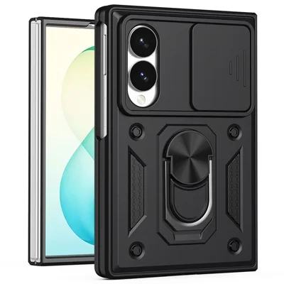 Obudowa do Samsung Galaxy Z Fold8 z przesuwanym pokryciem aparatu PC + TPU z podstawką - Czarna