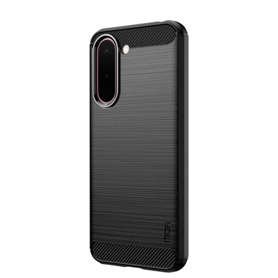 MOFI voor OnePlus N6x 4G achterbehuizing Geborstelde structuur Koolstofvezel Zachte TPU-hoes - Zwart
