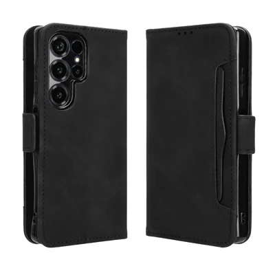  For Oukitel C66 Leather Case Phone Wallet Cover with Multiple Card Slots - Black