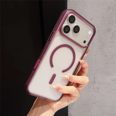 Til iPhone 18 Pro / 17 Pro Case Kompatibel med MagSafe TPU + Akryl Dåbfest Telefonbeskytter - Rødvin