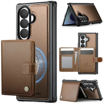  JEEHOOD til Samsung Galaxy Z Fold8 Ultra Magnetisk Task  J09 RFID-blokerende Kortholder Læder Bagdæksel til Telefon - Brun
