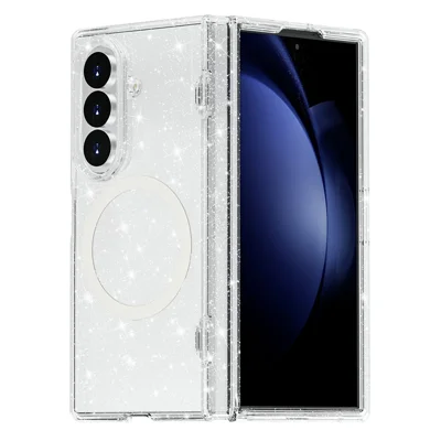 For Samsung Galaxy Z Fold8 Ultra Magnetic Case Glitter Hinge Protection TPU + PC Folding Phone Cover - Hvid