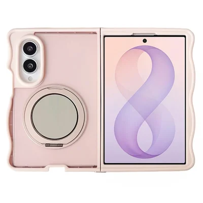 For Samsung Galaxy Z Fold8 Magnetisk Case Spejl Roterbar Stand Skælving Kant TPU + PC Telefonbeskyttelse - Pink