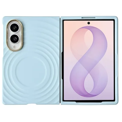 Folia magnetyczna na telefon Samsung Galaxy Z Fold8 z twardym pokryciem PC z falistą fakturą i dotykową powierzchnią - Niebieska