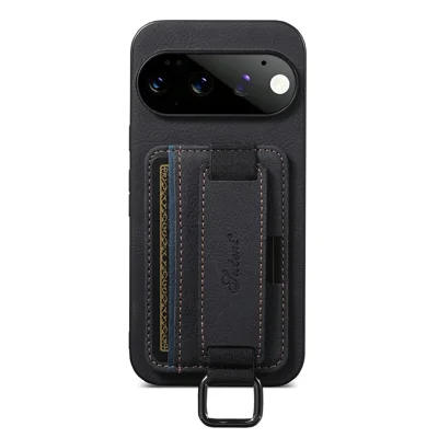 SUTENI H13 til Google Pixel 11 Pro XL Case Litchi-tekstur Læder + TPU + PC Telefonbeskytning med Kortholder og Støttefod - Sort
