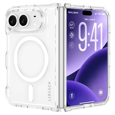 LEREACH TOC Serie für iPhone Fold Magnetische Hülle TPU + Acryl Handyhülle - Transparent