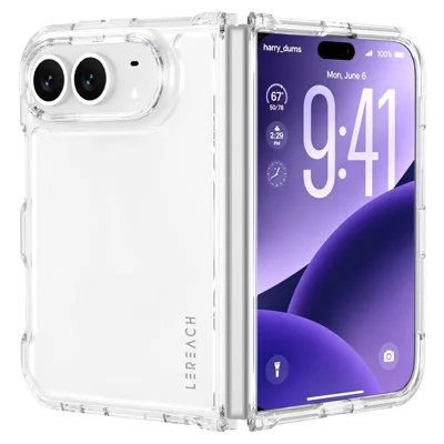 LEREACH TOC Serie für iPhone Fold Hülle TPU + Acryl Handyhülle - Transparent