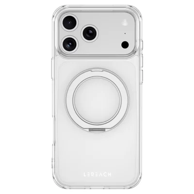 LEREACH Série TOC pour iPhone 18 Pro Max / 17 Pro Max Étui Magnétique à Support Pivotant 360° Transparent en TPU + Acrylique Hybride - Transparent