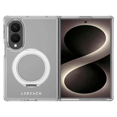 LEREACH TOC-serien till Samsung Galaxy Z Fold8 hylsa med magnetisk roterbar stödplatta, kristallklar TPU + akryl hybridhylsa - Transparent