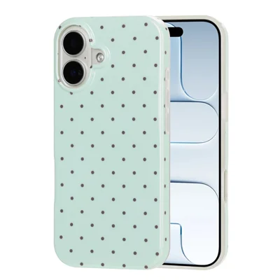 For iPhone 17 Case IMD Polka Dot TPU Anti Drop Phone Cover - Green