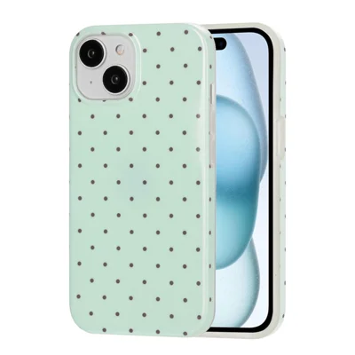  For iPhone 13 / iPhone 14 Case IMD Polka Dot TPU Anti Drop Phone Cover - Green
