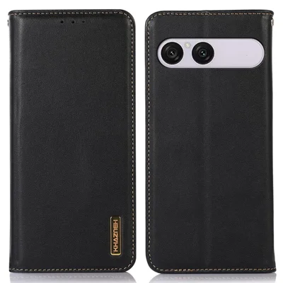 KHAZNEH Étui pour Sony Xperia 10 VII Étui portefeuille Housse de téléphone en véritable cuir de vache Texture Nappa - Noir