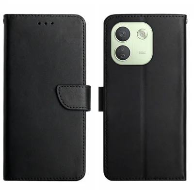  For Xiaomi Redmi Note 17 Pro Max 5G / Xiaomi Redmi Note 17 Pro+ 5G Case Genuine Cow Leather Phone Cover Nappa Texture - Black