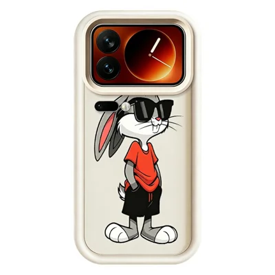 For Xiaomi 17 Pro TPU Case Cartoon Rabbit Pattern Rubberized Anti-Slip Phone Back Cover - White