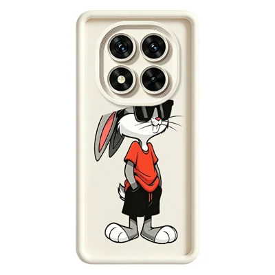 For Xiaomi Redmi Note 15 Pro+ 5G (Global)  /  Poco M8 Pro 5G TPU Case Cartoon Rabbit Pattern Rubberized Anti-Slip Phone Back Cover - White